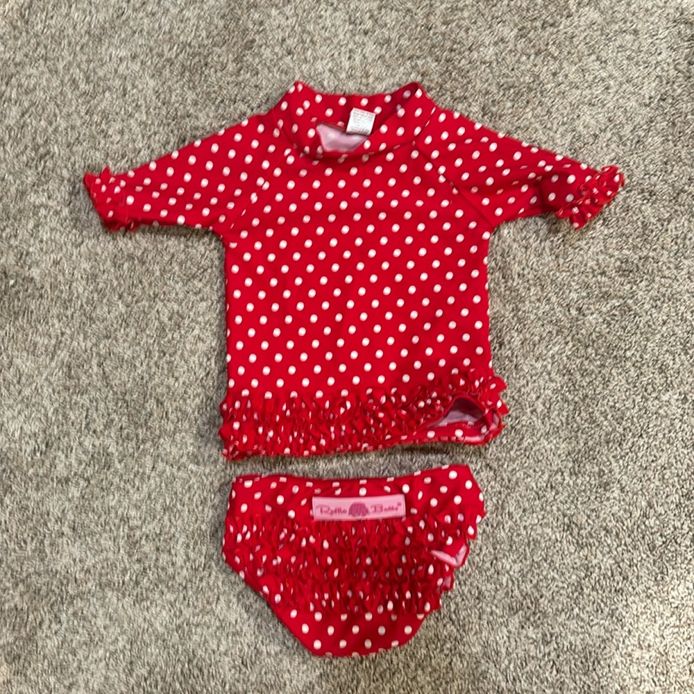 Ruffle Buts Red Polka Dot Swimsuit 6-12 Month